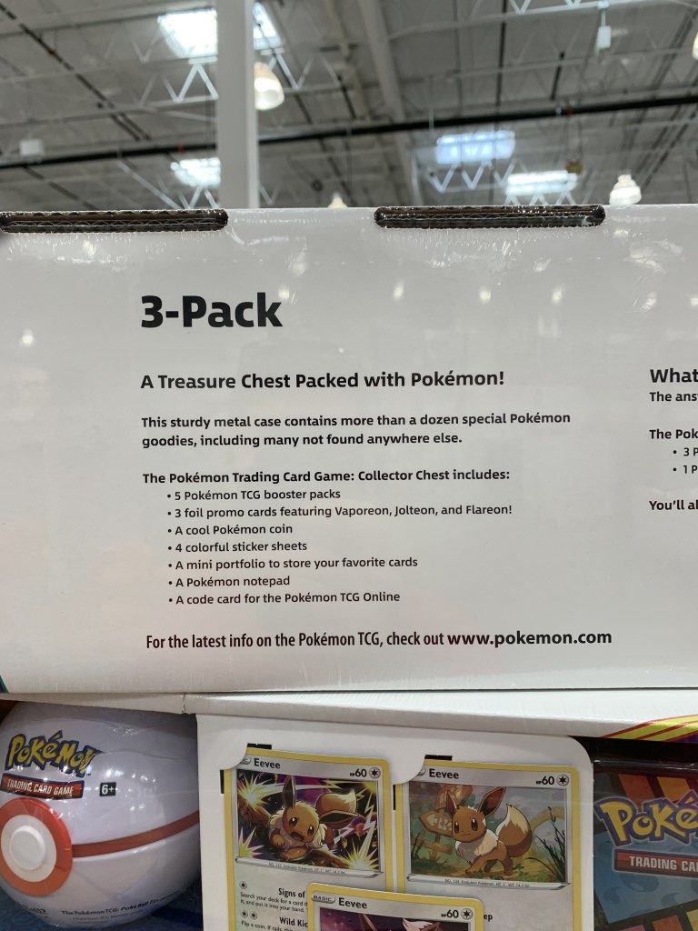 Costco Pokémon Cards, 3Pack Treasure Chest Tin