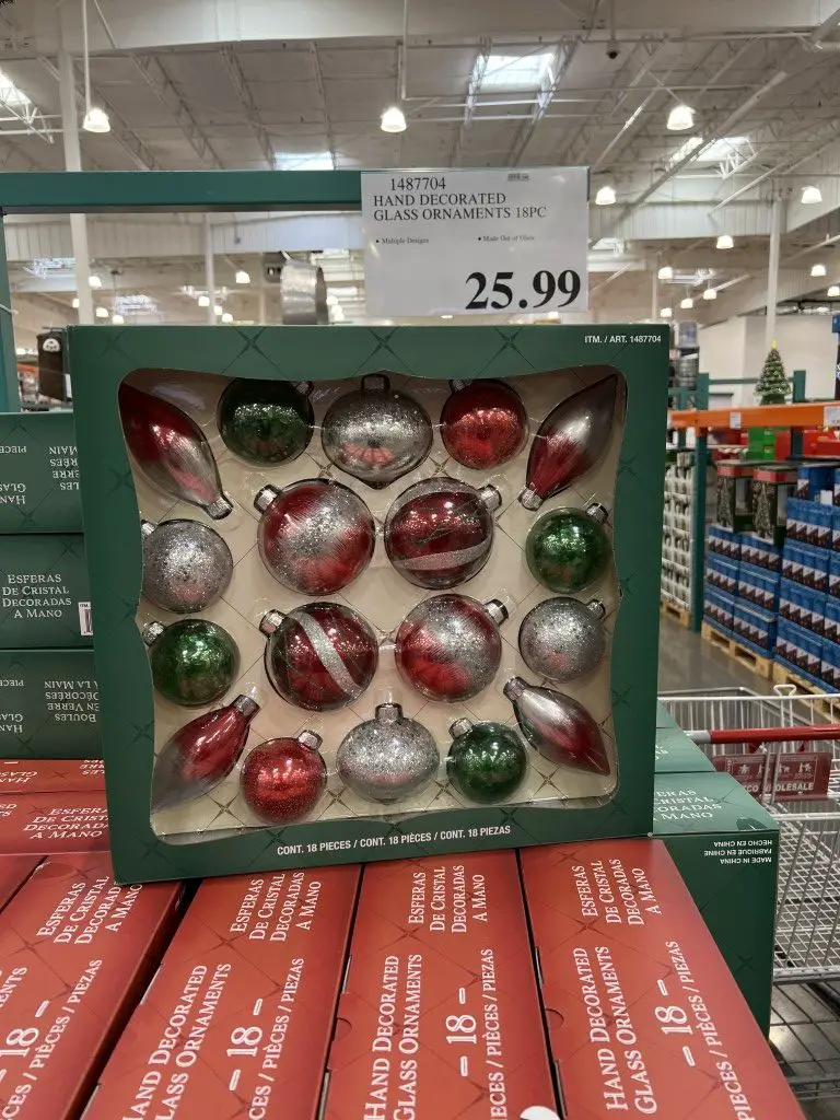 Costco Ornaments, Hand Decorated Glass Ornaments 18 Pc