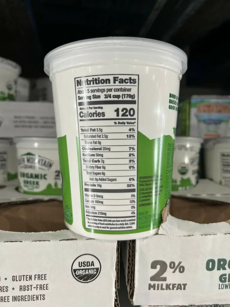 Costco Greek Yogurt, Organic Green Mountain 2%, 32oz